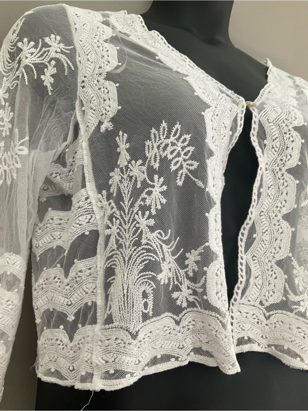 Rabbit Rabbit Rabbit White Embroidered Mesh Cardigan. - Picture 4 of 10